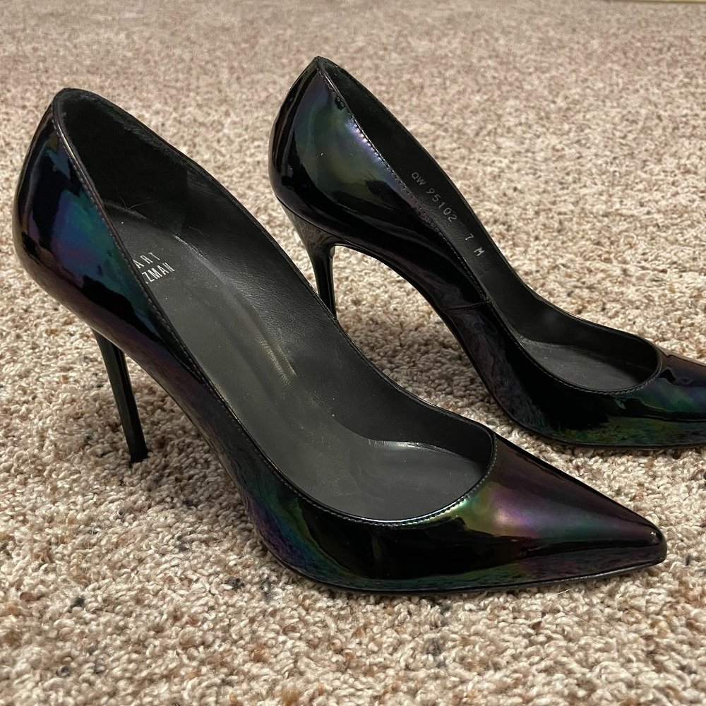 Stuart Weitzman Metallic Black - Green Pumps / Heels